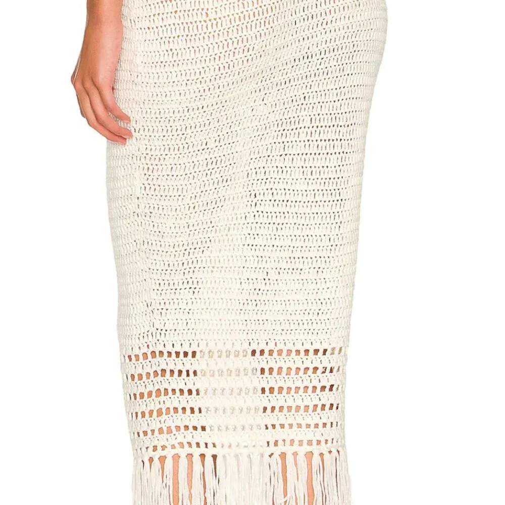 More to Come Crochet Halter Top and Midi Skirt Co-ord SET in Ivory - Size XS